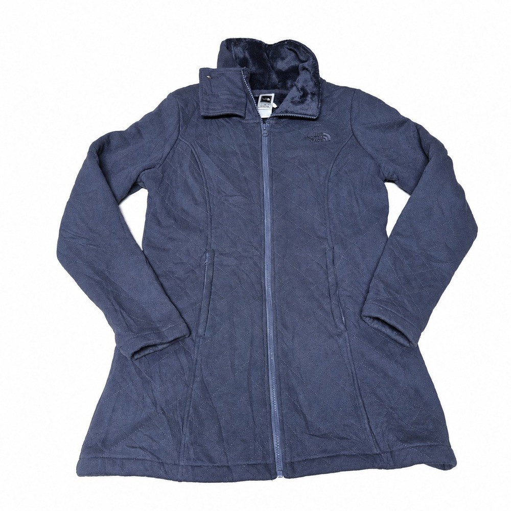 The North Face Womens Quilted Full Zip Fleece Lined Jacket Dark Purple/Blue M